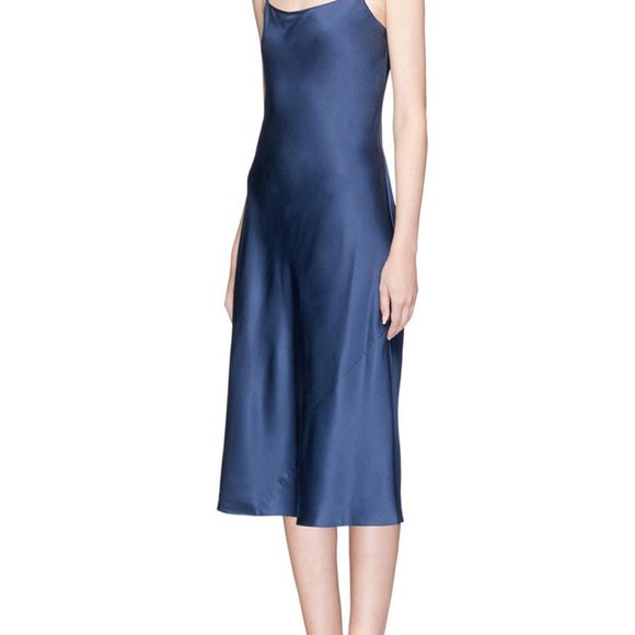 Theory Telson Navy Silk Slip Dress Size 8 - Picture 2 of 2